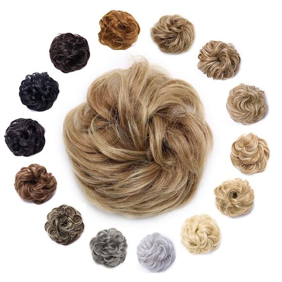 Messy Hair Bun Synthetic Donut Wavy Updo Elastic Scrunchie Full Bridal Hairpiece main image 7